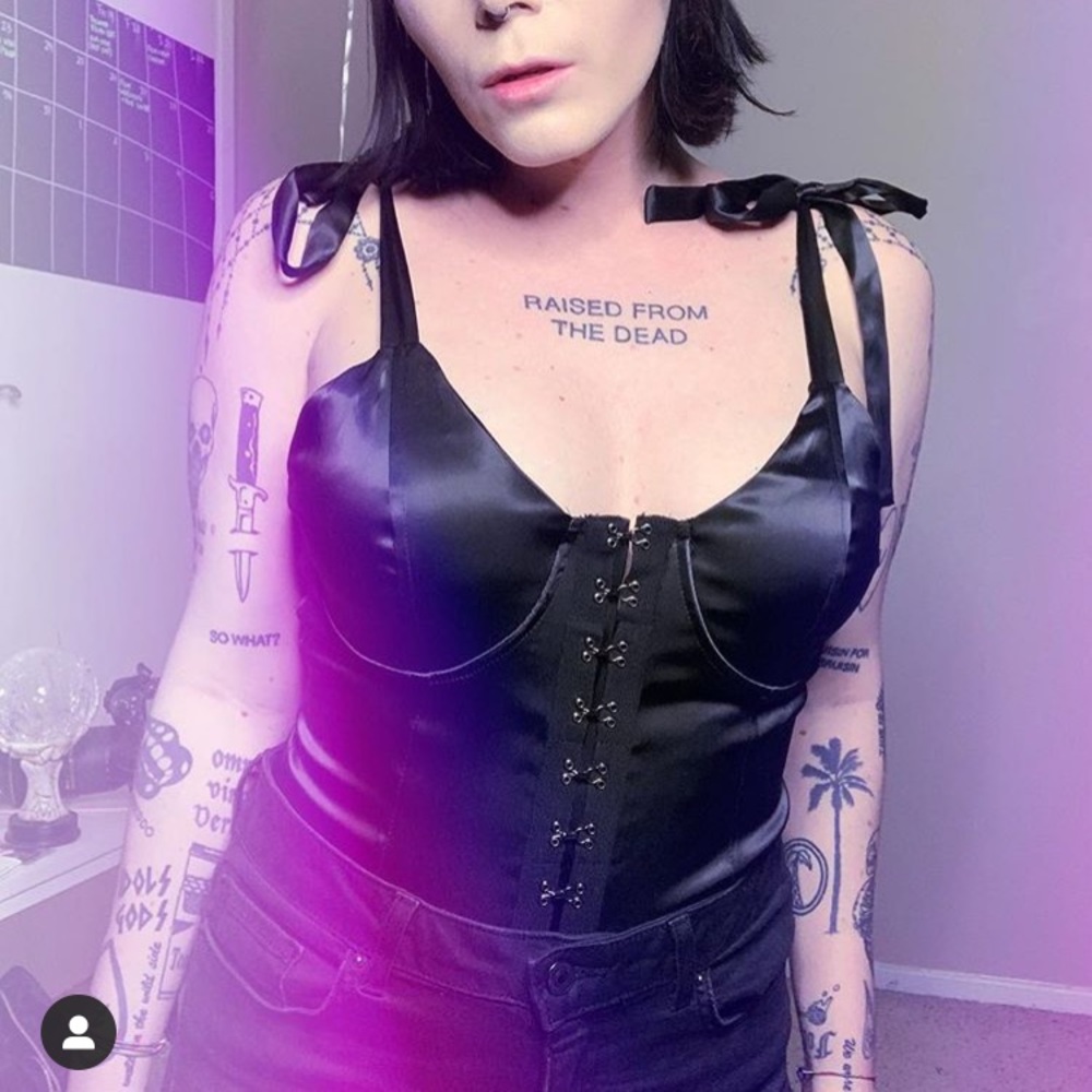 Satin look bodysuit with tie straps